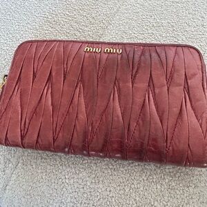 Miu Miu Vintage Matelassé Nappa Leather Wallet Long Burgundy Red